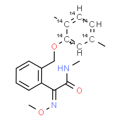 ChemSpider 2D Image | (2E)-2-[2-({[2,5-Dimethyl(~14~C_6_)phenyl]oxy}methyl)phenyl]-2-(methoxyimino)-N-methylacetamide | C1314C6H22N2O3