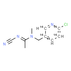 ChemSpider 2D Image | (1E)-N-{[6-Chloro(~14~C_5_)-3-pyridinyl]methyl}-N'-cyano-N-methylethanimidamide | C514C5H11ClN4
