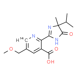 ChemSpider 2D Image | 2-(4-Isopropyl-4-methyl-5-oxo-4,5-dihydro-1H-imidazol-2-yl)-5-(methoxymethyl)-3-(6-~14~C)pyridinecarboxylic acid | C1414CH19N3O4