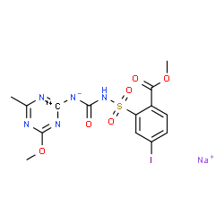 ChemSpider 2D Image | Sodium ({[5-iodo-2-(methoxycarbonyl)phenyl]sulfonyl}carbamoyl)[4-methoxy-6-methyl(2-~14~C)-1,3,5-triazin-2-yl]azanide | C1314CH13IN5NaO6S