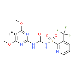 ChemSpider 2D Image | N-{[4,6-Dimethoxy(5-~14~C)-2-pyrimidinyl]carbamoyl}-3-(trifluoromethyl)-2-pyridinesulfonamide | C1214CH12F3N5O5S