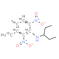 ChemSpider 2D Image | 4-Methyl-3-(~13~C)methyl-2,6-dinitro-N-(3-pentanyl)(~14~C_6_)aniline | C613C14C6H19N3O4