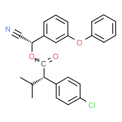 ChemSpider 2D Image | (S)-Cyano(3-phenoxyphenyl)methyl (2S)-2-(4-chlorophenyl)-3-methyl(1-~14~C)butanoate | C2414CH22ClNO3