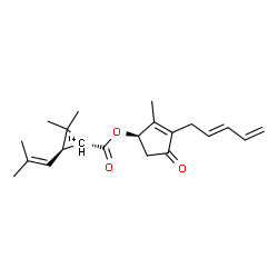 ChemSpider 2D Image | (1R)-2-Methyl-4-oxo-3-[(2E)-2,4-pentadien-1-yl]-2-cyclopenten-1-yl (1R,3R)-2,2-dimethyl-3-(2-methyl-1-propen-1-yl)(1-~14~C)cyclopropanecarboxylate | C2014CH28O3