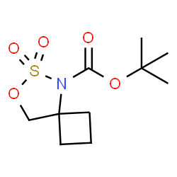 ChemSpider 2D Image | 2-Methyl-2-propanyl 7-oxa-6-thia-5-azaspiro[3.4]octane-5-carboxylate 6,6-dioxide | C10H17NO5S