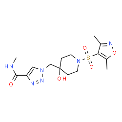 ChemSpider 2D Image | 1-({1-[(3,5-Dimethyl-1,2-oxazol-4-yl)sulfonyl]-4-hydroxy-4-piperidinyl}methyl)-N-methyl-1H-1,2,3-triazole-4-carboxamide | C15H22N6O5S