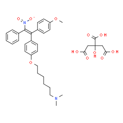 ChemSpider 2D Image | (E)-6-(4-(1-(4-methoxyphenyl)-2-nitro-2-phenylvinyl)phenoxy)-N,N-dimethylhexan-1-amine 2-hydroxypropane-1,2,3-tricarboxylate | C35H42N2O11