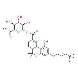 ChemSpider 2D Image | (+/-)-cis-11-Nor-9-carboxyDelta9-THC-d3 glucuronide | C27H33D3O10