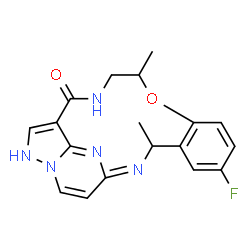 ChemSpider 2D Image | (1Z)-6-Fluoro-3,11-dimethyl-10-oxa-2,13,17,18,21-pentaazatetracyclo[13.5.2.0~4,9~.0~18,22~]docosa-1,4,6,8,15,19,21-heptaen-14-one | C18H18FN5O2