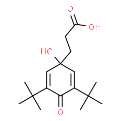 ChemSpider 2D Image | 3-[1-Hydroxy-3,5-bis(2-methyl-2-propanyl)-4-oxo-2,5-cyclohexadien-1-yl]propanoic acid | C17H26O4