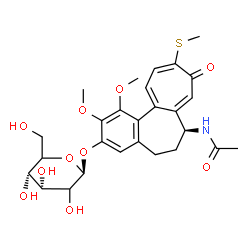 ChemSpider 2D Image | N-[(7S)-3-(beta-D-erythro-Hexopyranosyloxy)-1,2-dimethoxy-10-(methylsulfanyl)-9-oxo-5,6,7,9-tetrahydrobenzo[a]heptalen-7-yl]acetamide | C27H33NO10S
