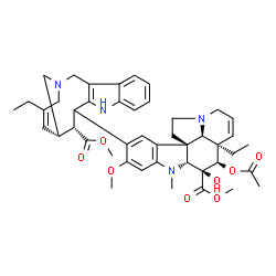 ChemSpider 2D Image | Methyl (2beta,3beta,4beta,5alpha,12beta,19alpha)-4-acetoxy-15-[(13R,14S)-16-ethyl-13-(methoxycarbonyl)-1,10-diazatetracyclo[12.3.1.0~3,11~.0~4,9~]octadeca-3(11),4,6,8,15-pentaen-12-yl]-3-hydroxy-16-me
thoxy-1-methyl-6,7-didehydroaspidospermidine-3-carboxylate | C45H54N4O8