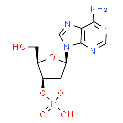 ChemSpider 2D Image | (4R,6R,6aS)-4-(6-Amino-9H-purin-9-yl)-6-(hydroxymethyl)tetrahydrofuro[3,4-d][1,3,2]dioxaphosphol-2-ol 2-oxide | C10H12N5O6P