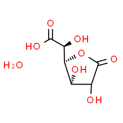 ChemSpider 2D Image | (2S)-[(2S,3S)-3,4-Dihydroxy-5-oxotetrahydro-2-furanyl](hydroxy)acetic acid hydrate (1:1) (non-preferred name) | C6H10O8