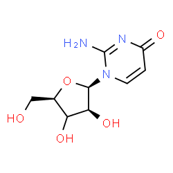 ChemSpider 2D Image | 2-Amino-1-[(3xi)-beta-D-threo-pentofuranosyl]-4(1H)-pyrimidinone | C9H13N3O5