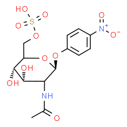 ChemSpider 2D Image | 4-Nitrophenyl 2-acetamido-2-deoxy-6-O-sulfo-beta-D-erythro-hexopyranoside | C14H18N2O11S