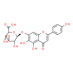 ChemSpider 2D Image | 5,6-Dihydroxy-2-(4-hydroxyphenyl)-4-oxo-4H-chromen-7-yl beta-D-erythro-hexopyranosiduronic acid | C21H18O12