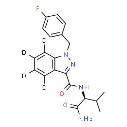 ChemSpider 2D Image | N-[(2S)-1-Amino-3-methyl-1-oxo-2-butanyl]-1-(4-fluorobenzyl)(~2~H_4_)-1H-indazole-3-carboxamide | C20H17D4FN4O2