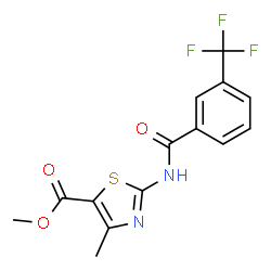 ChemSpider 2D Image | Methyl 4-methyl-2-{[3-(trifluoromethyl)benzoyl]amino}-1,3-thiazole-5-carboxylate | C14H11F3N2O3S