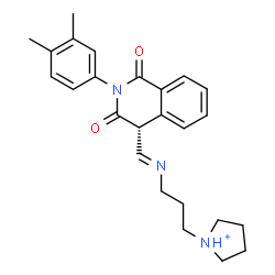 ChemSpider 2D Image | 1-{3-[(E)-{[(4R)-2-(3,4-Dimethylphenyl)-1,3-dioxo-1,2,3,4-tetrahydro-4-isoquinolinyl]methylene}amino]propyl}pyrrolidinium | C25H30N3O2