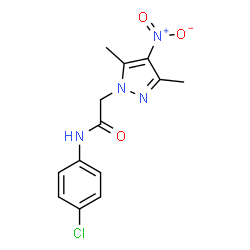 ChemSpider 2D Image | N-(4-Chlorophenyl)-2-(3,5-dimethyl-4-nitro-1H-pyrazol-1-yl)acetamide | C13H13ClN4O3