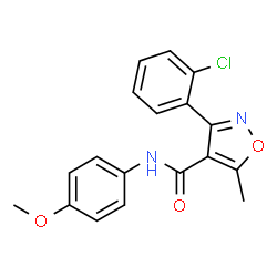 ChemSpider 2D Image | 3-(2-Chlorophenyl)-N-(4-methoxyphenyl)-5-methyl-1,2-oxazole-4-carboxamide | C18H15ClN2O3