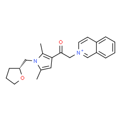 ChemSpider 2D Image | 2-(2-{2,5-Dimethyl-1-[(2R)-tetrahydro-2-furanylmethyl]-1H-pyrrol-3-yl}-2-oxoethyl)isoquinolinium | C22H25N2O2