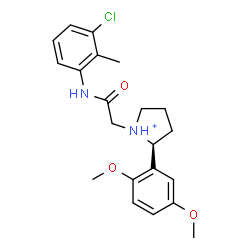 ChemSpider 2D Image | (2S)-1-{2-[(3-Chloro-2-methylphenyl)amino]-2-oxoethyl}-2-(2,5-dimethoxyphenyl)pyrrolidinium | C21H26ClN2O3