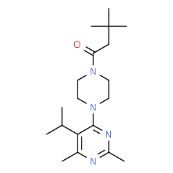 ChemSpider 2D Image | 1-[4-(5-Isopropyl-2,6-dimethyl-4-pyrimidinyl)-1-piperazinyl]-3,3-dimethyl-1-butanone | C19H32N4O