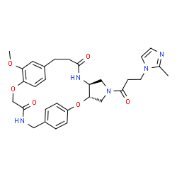 ChemSpider 2D Image | (3S,7S)-14-Methoxy-5-[3-(2-methyl-1H-imidazol-1-yl)propanoyl]-2,16-dioxa-5,8,19-triazatetracyclo[19.2.2.2~12,15~.0~3,7~]heptacosa-1(23),12,14,21,24,26-hexaene-9,18-dione | C30H35N5O6