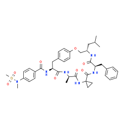 ChemSpider 2D Image | N-[(3S,6R,12R,15S)-12-Benzyl-15-isobutyl-6-methyl-4,7,10,13-tetraoxo-17-oxa-5,8,11,14-tetraazaspiro[bicyclo[16.2.2]docosane-9,1'-cyclopropane]-1(20),18,21-trien-3-yl]-4-[methyl(methylsulfonyl)amino]be
nzamide | C40H50N6O8S