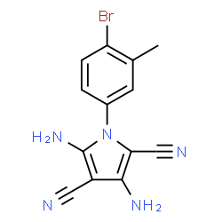 ChemSpider 2D Image | 3,5-Diamino-1-(4-bromo-3-methylphenyl)-1H-pyrrole-2,4-dicarbonitrile | C13H10BrN5