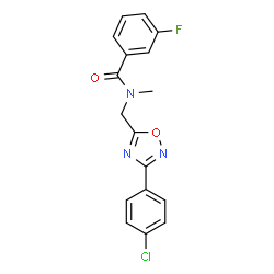 ChemSpider 2D Image | N-{[3-(4-Chlorophenyl)-1,2,4-oxadiazol-5-yl]methyl}-3-fluoro-N-methylbenzamide | C17H13ClFN3O2