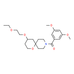 ChemSpider 2D Image | (3,5-Dimethoxyphenyl)[4-(2-ethoxyethoxy)-1-oxa-9-azaspiro[5.5]undec-9-yl]methanone | C22H33NO6