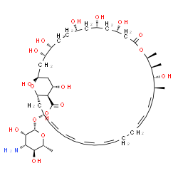 ChemSpider 2D Image | (1S,3S,4R,7S,9S,11S,15S,16S,17R,18S,25Z,33R,35S,36R,37S)-33-[(3-Amino-3,6-dideoxy-beta-D-mannopyranosyl)oxy]-1,3,4,7,9,11,17,37-octahydroxy-15,16,18-trimethyl-13-oxo-14,39-dioxabicyclo[33.3.1]nonatria
conta-19,21,25,27,29,31-hexaene-36-carboxylic acid | C47H75NO17