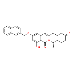 ChemSpider 2D Image | (3R,11E)-16-Hydroxy-3-methyl-14-(2-naphthylmethoxy)-3,4,5,6,9,10-hexahydro-1H-2-benzoxacyclotetradecine-1,7(8H)-dione | C29H30O5