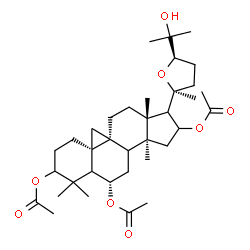 ChemSpider 2D Image | (5xi,6alpha,8xi,9beta,17xi,24R)-25-Hydroxy-20,24-epoxy-9,19-cyclolanostane-3,6,16-triyl triacetate | C36H56O8
