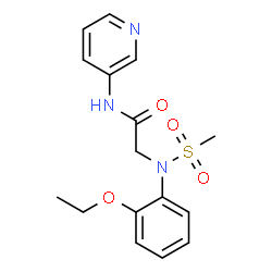 ChemSpider 2D Image | N~2~-(2-Ethoxyphenyl)-N~2~-(methylsulfonyl)-N-3-pyridinylglycinamide | C16H19N3O4S