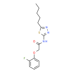 ChemSpider 2D Image | 2-(2-Fluorophenoxy)-N-(5-pentyl-1,3,4-thiadiazol-2-yl)acetamide | C15H18FN3O2S