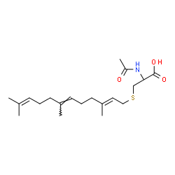 ChemSpider 2D Image | N-Acetyl-S-[(2E,6E)-3,7,11-trimethyl-2,6,10-dodecatrien-1-yl]cysteine | C20H33NO3S