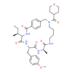 ChemSpider 2D Image | (7S,10R)-4-[(2S)-2-Butanyl]-7-(4-methoxybenzyl)-10-methyl-17-(tetrahydro-2H-pyran-4-ylcarbonyl)-3,6,9,12,17-pentaazabicyclo[17.2.2]tricosa-1(21),19,22-triene-2,5,8,11-tetrone | C37H51N5O7
