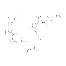 ChemSpider 2D Image | (4S,5S)-5-Amino-N-(3-amino-2,2-dimethyl-3-oxopropyl)-4-hydroxy-2-isopropyl-7-[4-methoxy-3-(3-methoxypropoxy)benzyl]-8-methylnonanamide (2E)-2-butenedioate (2:1) | C64H110N6O16