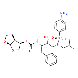 ChemSpider 2D Image | (3R,3aS,6aR)-Hexahydrofuro[2,3-b]furan-3-yl [(3R)-4-{[(4-aminophenyl)sulfonyl](isobutyl)amino}-3-hydroxy-1-phenyl-2-butanyl]carbamate | C27H37N3O7S