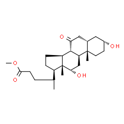 ChemSpider 2D Image | Methyl (3alpha,5beta,12alpha)-3,12-dihydroxy-7-oxocholan-24-oate | C25H40O5