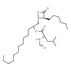 ChemSpider 2D Image | 1-[(2S,3S)-3-Hexyl-4-oxo-2-oxetanyl]-2-tridecanyl N-formylleucinate | C29H53NO5
