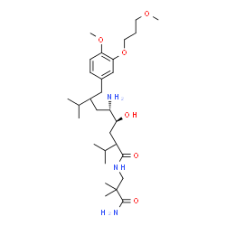 ChemSpider 2D Image | (4S,5S)-5-Amino-N-(3-amino-2,2-dimethyl-3-oxopropyl)-4-hydroxy-2-isopropyl-7-[4-methoxy-3-(3-methoxypropoxy)benzyl]-8-methylnonanamide | C30H53N3O6