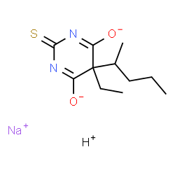 ChemSpider 2D Image | Sodium hydrogen 5-ethyl-5-(2-pentanyl)-2-thioxo-2,5-dihydro-4,6-pyrimidinediolate (1:1:1) | C11H17N2NaO2S