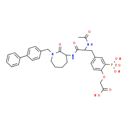 ChemSpider 2D Image | [4-(2-Acetamido-3-{[1-(4-biphenylylmethyl)-2-oxo-3-azepanyl]amino}-3-oxopropyl)-2-phosphonophenoxy]acetic acid | C32H36N3O9P