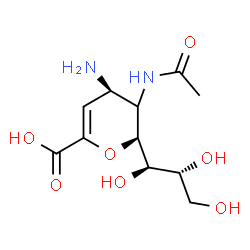 ChemSpider 2D Image | (5xi,6S)-5-Acetamido-4-amino-2,6-anhydro-3,4,5-trideoxy-6-[(1R,2R)-1,2,3-trihydroxypropyl]-L-glycero-hex-2-enonic acid | C11H18N2O7