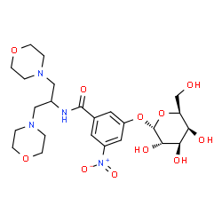 ChemSpider 2D Image | N-[1,3-Di(4-morpholinyl)-2-propanyl]-3-(alpha-L-galactopyranosyloxy)-5-nitrobenzamide | C24H36N4O11